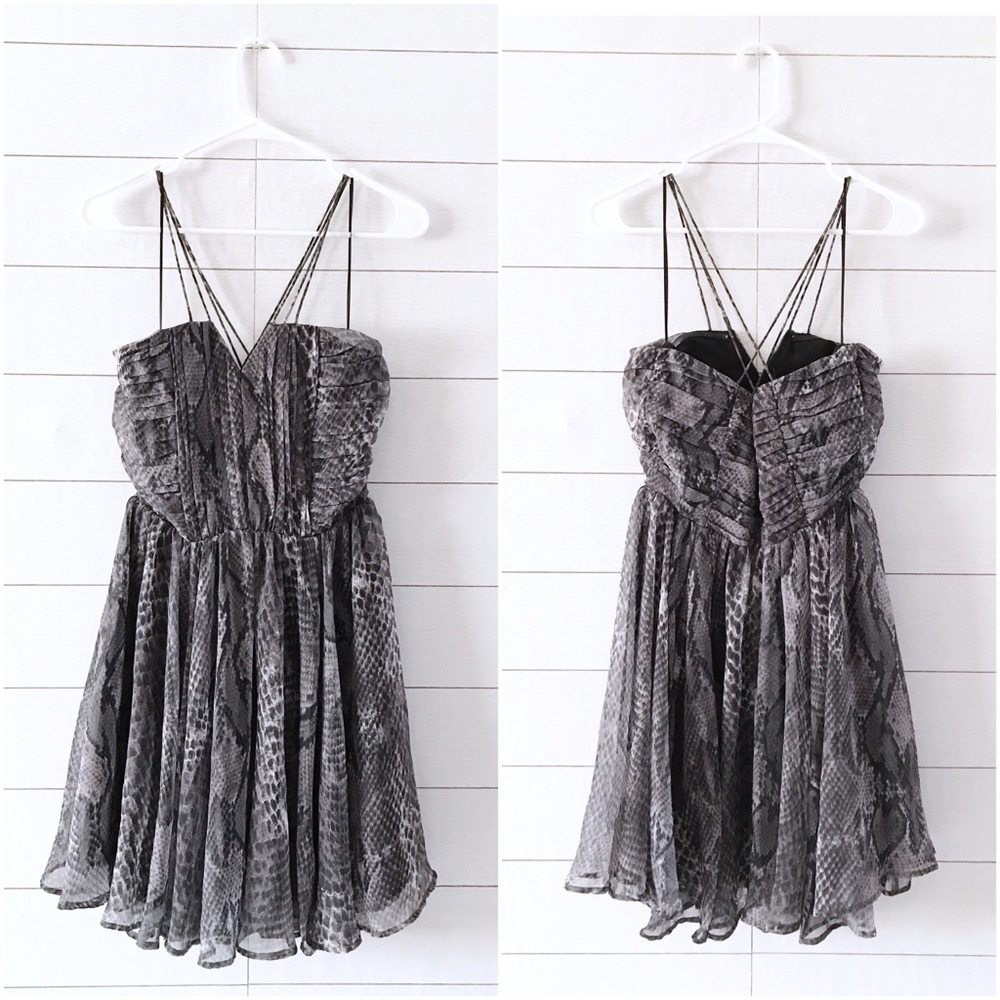 W118 By Walter Baker Gray Black Snake Dress - Picture 2 of 8